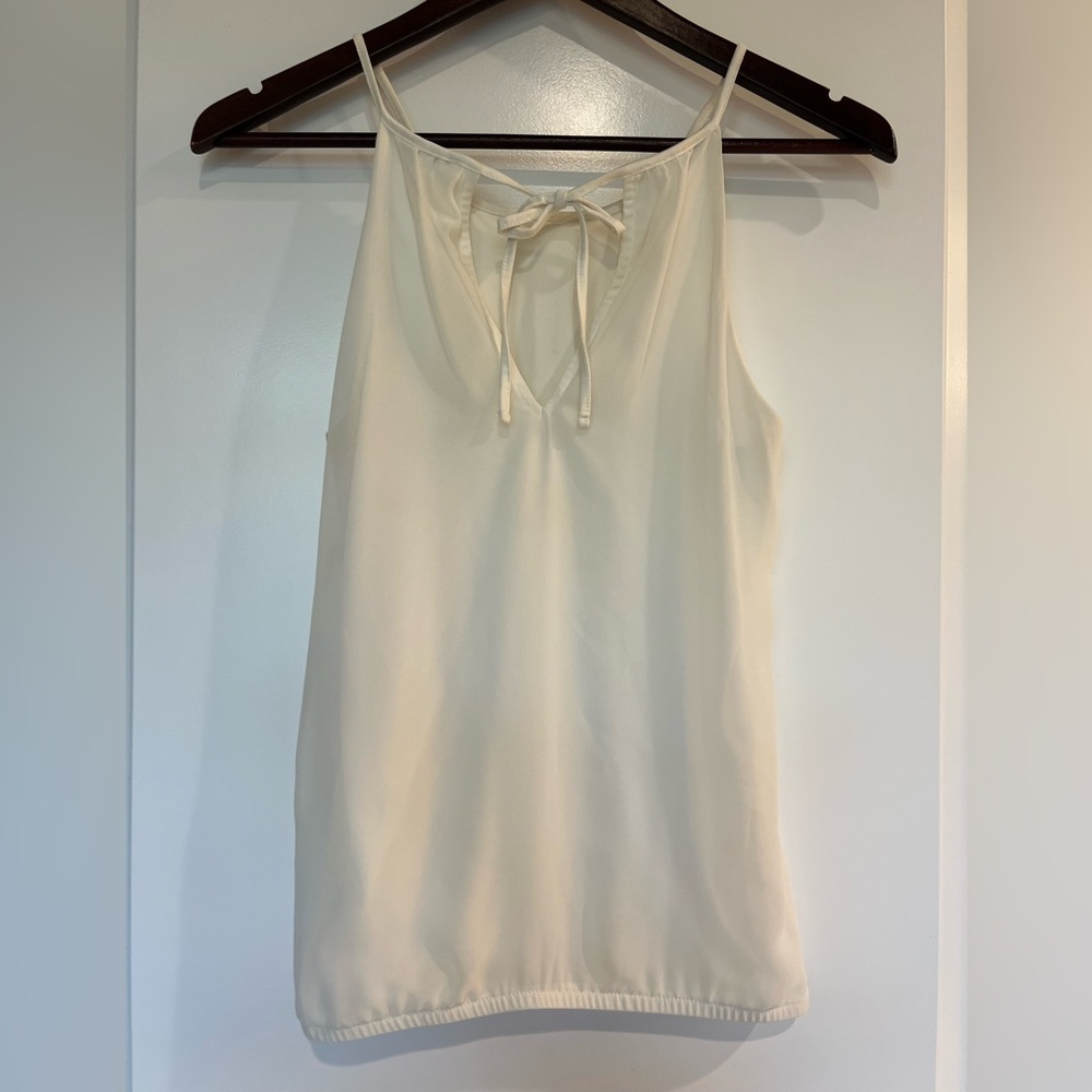 Express Cream Off White Flowy Camisole Tank Top with Vertical Lace Inset Small - Picture 2 of 7